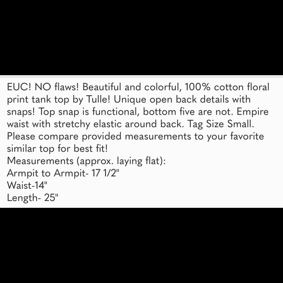 Tulle floral Open Back Cotton Top size small - Picture 8 of 8